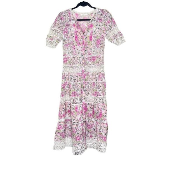 Love Shack Fancy Carmie Victorian Maxi Dress Floral Lace Size 6 - Picture 3 of 10